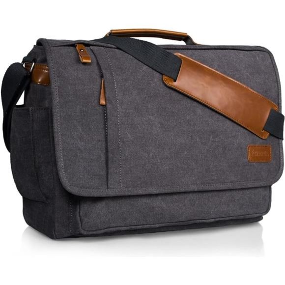 Laptop Messenger Bag 17-17.3 Inch Water-resistant Canvas Shoulder Bag